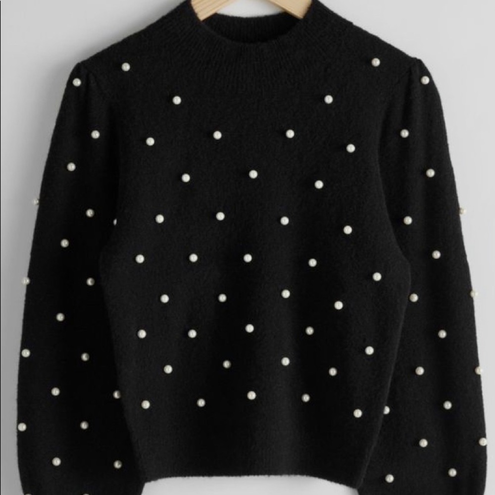 &Other Stories Pearl Dot Puff Sleeve Sweater